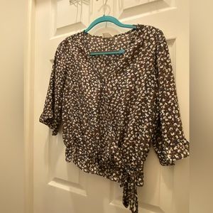 Wrap style floral blouse